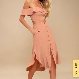 Lulus pink two piece midi dress